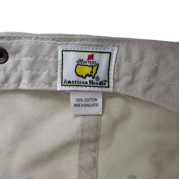 American Needle 2014 Masters Adjustable Tuck Strap Cap Golf Baseball Hat Khaki - Picture 8 of 14